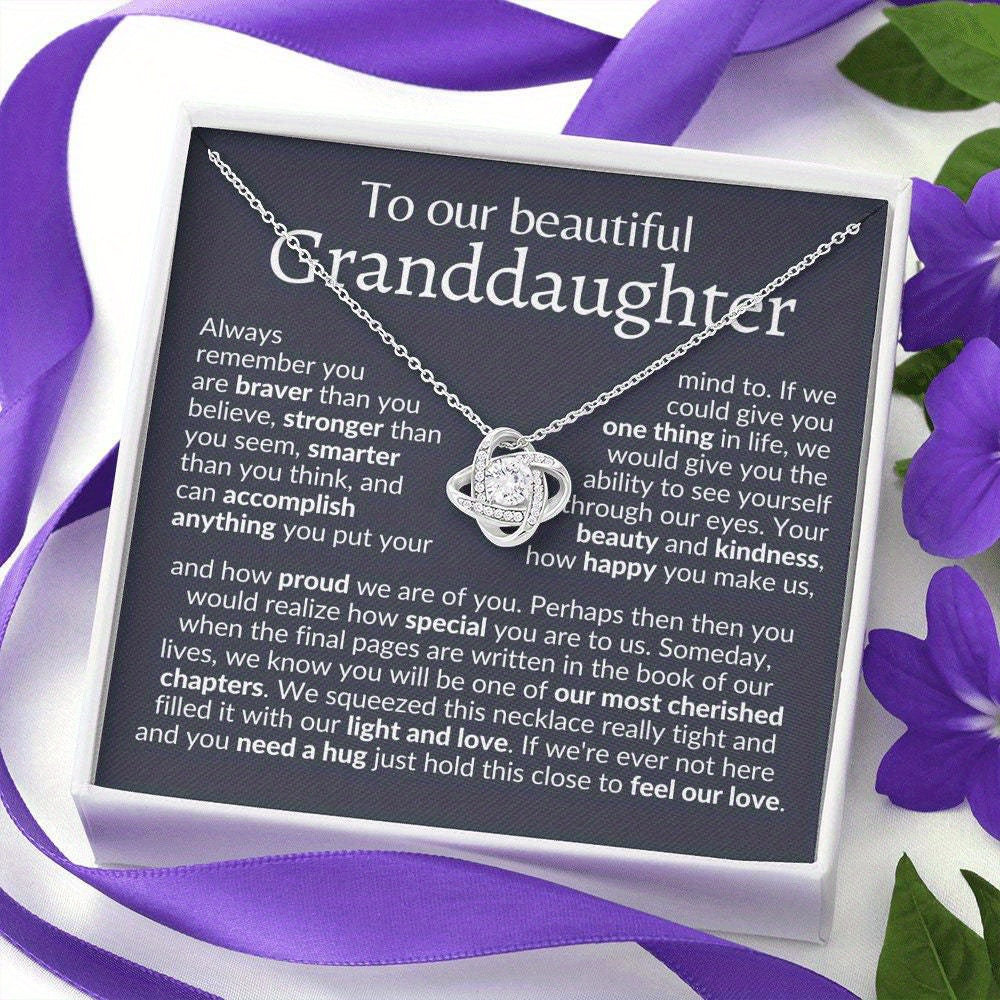 Granddaughter Zircon Flower Pendant Necklace Graduation Christmas Gift