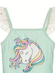 Unicorn Pattern Onesie Swimsuit for Girls