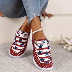 Women's Star & Polka Dot Canvas Shoes Lace Up Lightweight Outdoor Shoes