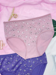 3 Pcs Floral Print Briefs Intimates Panties Women's Underwear