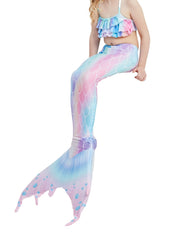 Girls Mermaid Bikini Swimsuit Ruffles Halter Top & Shorts & Bottoms