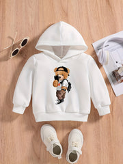 Bear Print Baby Casual Hooded Sweatshirt