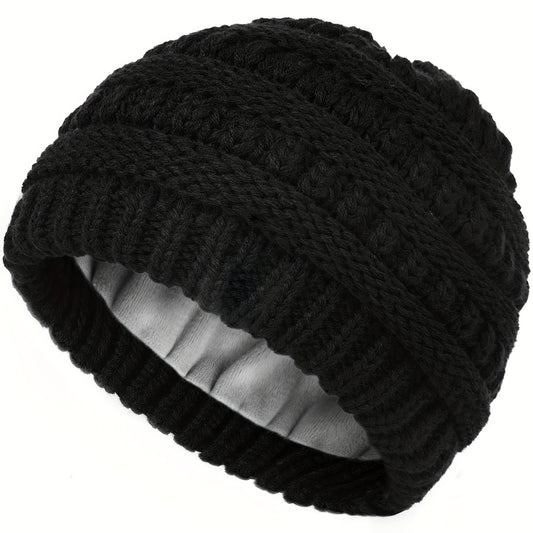 Satin Lined Toddler Beanie Knitted Hat for Winter