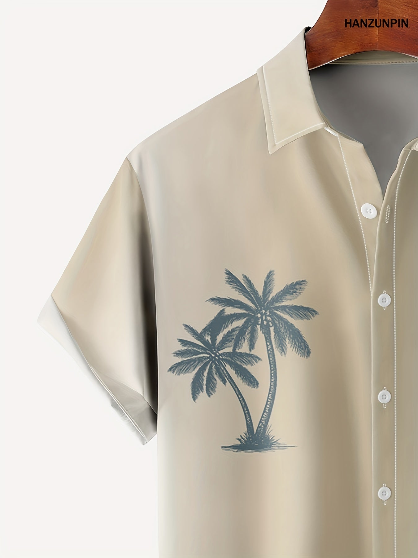 Coconut Tree Print Men's Hawaiian Shirt - Casual Short Sleeve, Chest Pocket