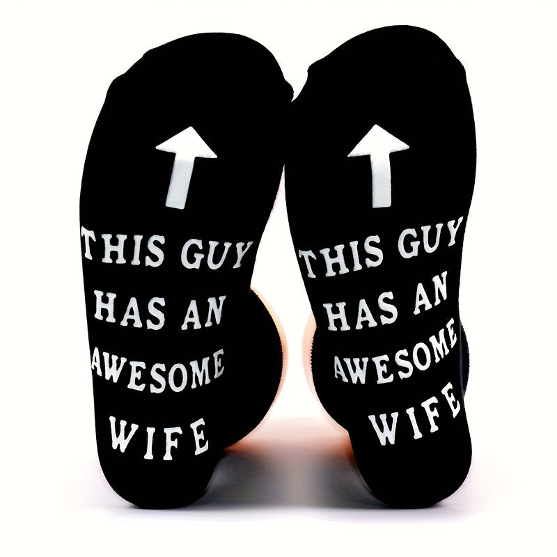 Men's Funny Novelty Socks Awesome Wife Cotton Crew Socks