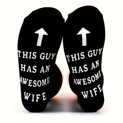 Men's Funny Novelty Socks Awesome Wife Cotton Crew Socks
