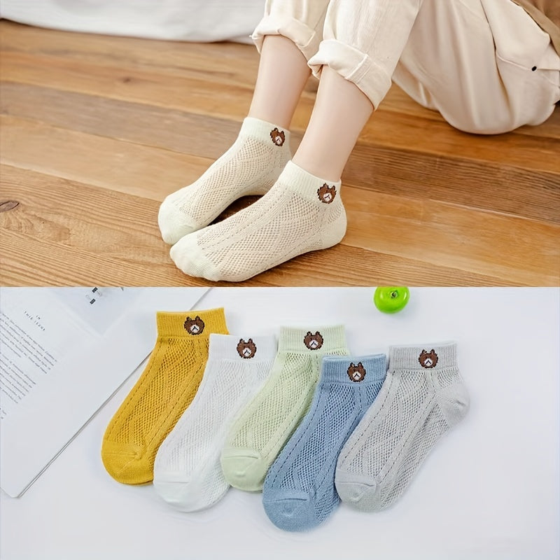 Cartoon Bear Print Crew Socks Women's Stockings