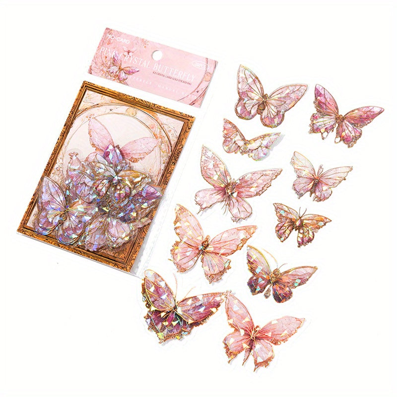 20pcs Ice Crystal Laser Butterfly Stickers for DIY Handbook Mat