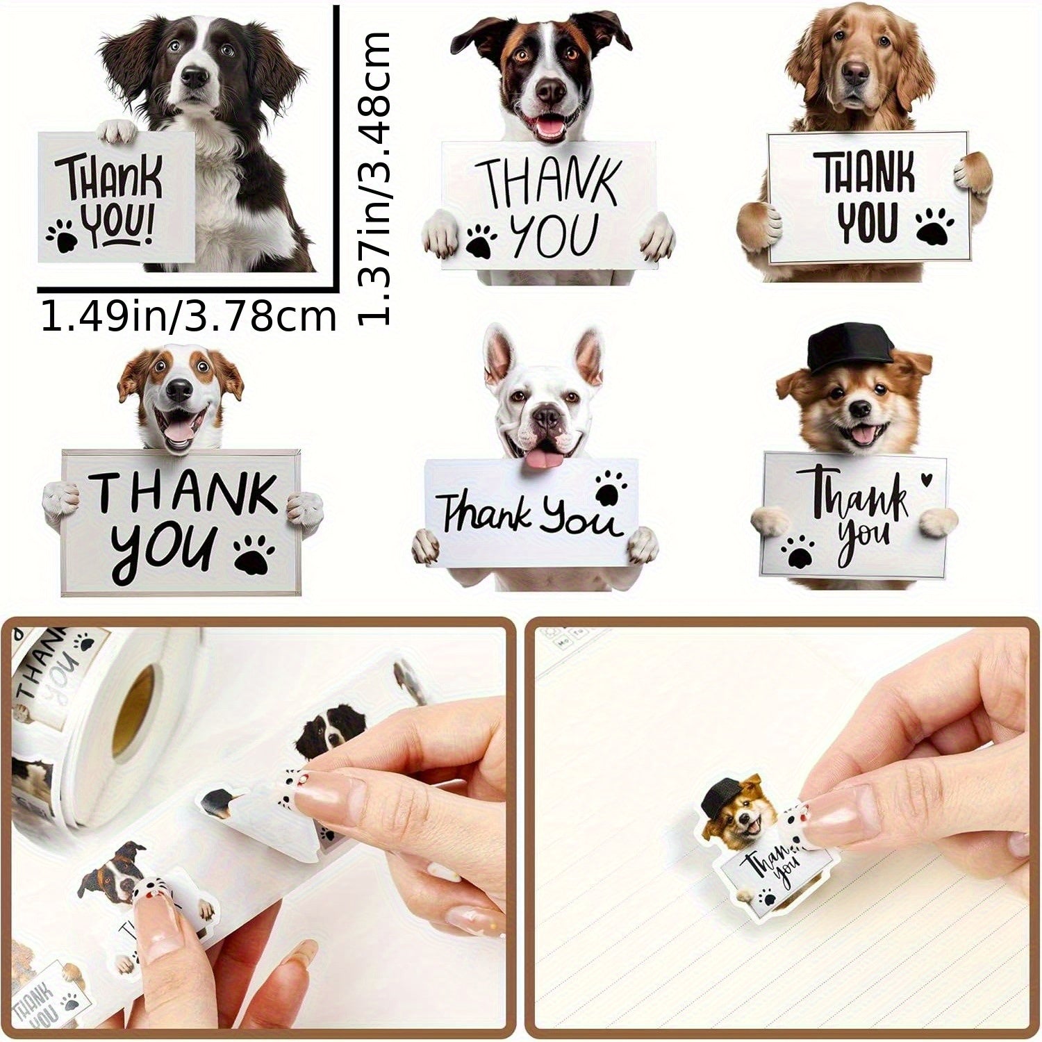 200pc Dog Thank You Stickers Adorable Puppy Labels for Small Business Packaging