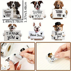 200pc Dog Thank You Stickers Adorable Puppy Labels for Small Business Packaging