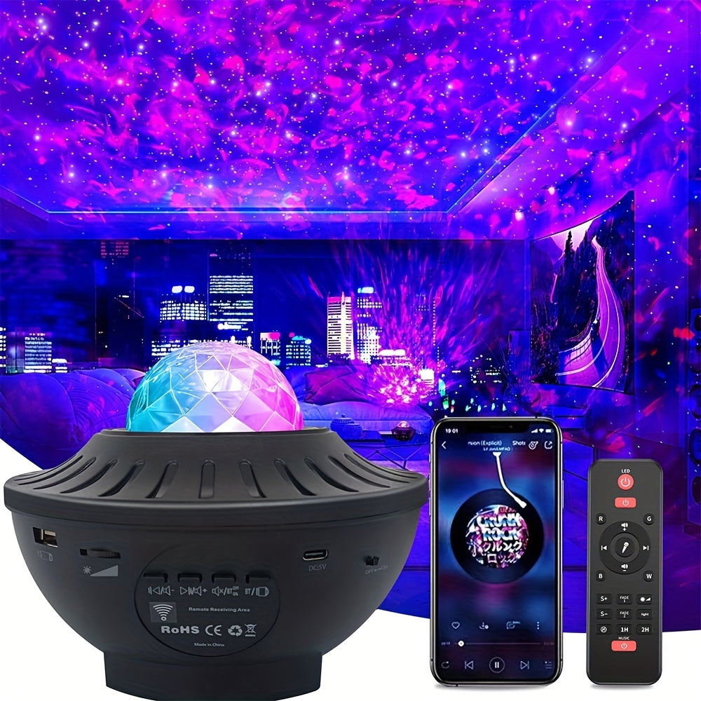 Galaxy Star Projector Night Light Voice Control 4 In 1 Ocean Wave