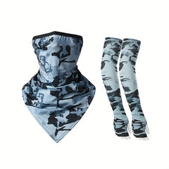 Camouflage Cycling Ice Silk Sleeve Cover & Face Mask Set