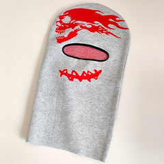 Red Skull Jacquard Balaclava Gray Unisex Ski Mask Knitted Warm Beanie