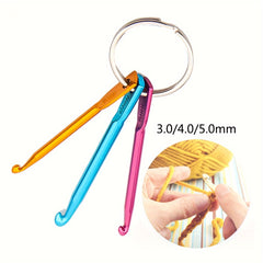 3pcs Mini Keychain Crochet Woolen Thread Weaving Tool