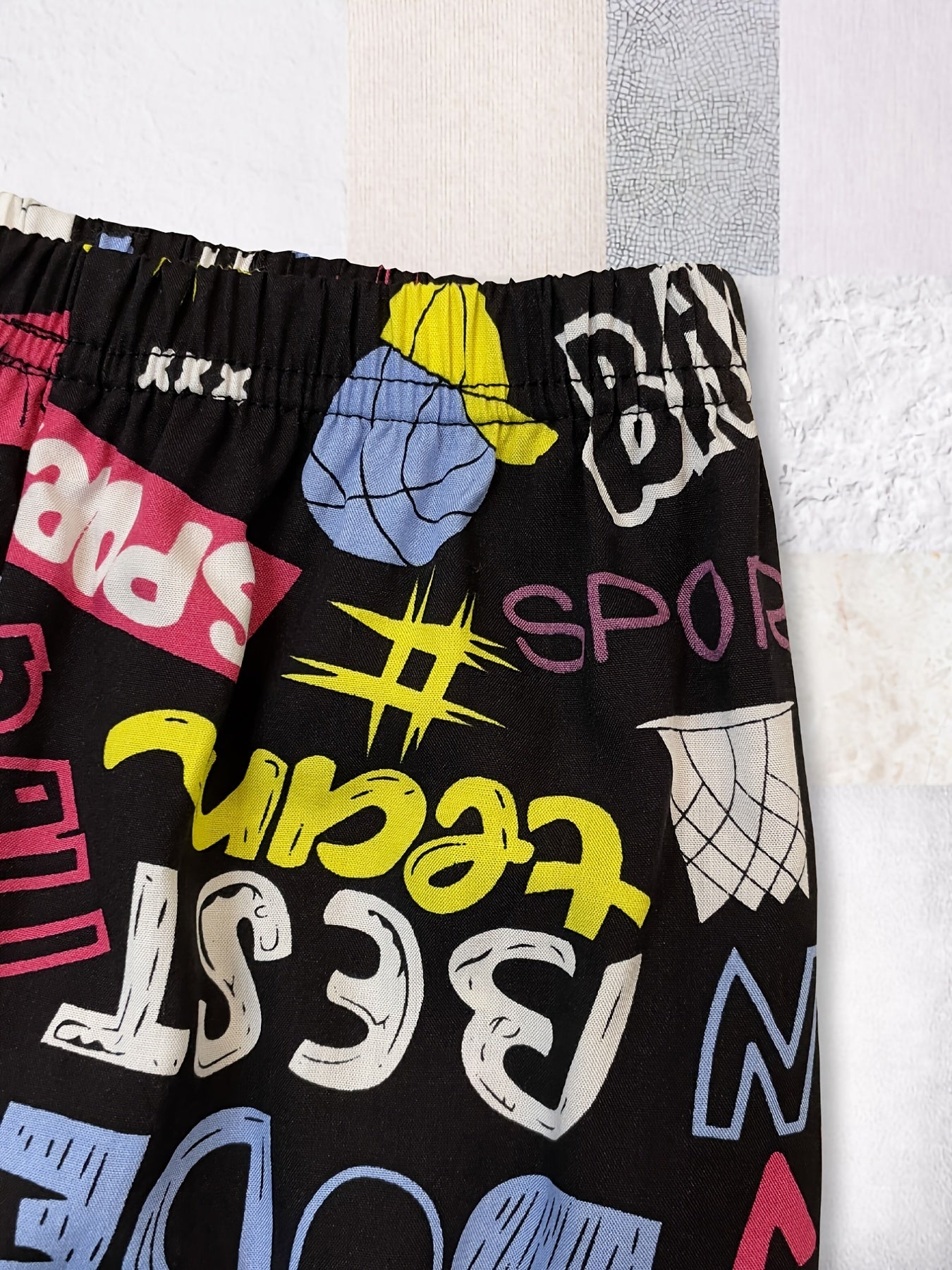Boys Casual Cartoon Graffiti Print Thin Pants Summer Spring Kids Clothes