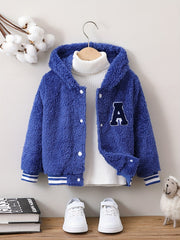Boys Fleece Jacket for Winter, Outdoor Casual Button Up Top