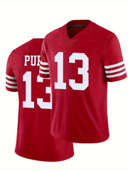 Men's Breathable Rugby Jersey V Neck Short Sleeve Football Shirt