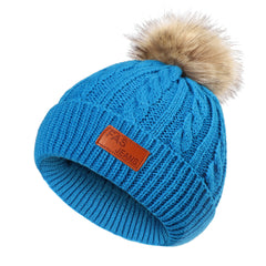 Kids Solid Winter Warm Knitted Hat For Girls