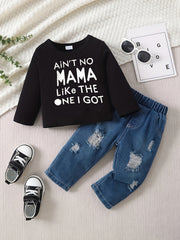 Toddler Boys Outfit COOLER VERSION OF DAD Long Sleeve Top & Jeans Set