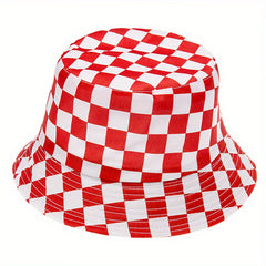 Plaid Double-sided Bucket Hat for Men Women Outdoor Sunshade