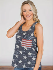 American Flag Print Tank Top Women's Sleeveless Casual Summer Tank