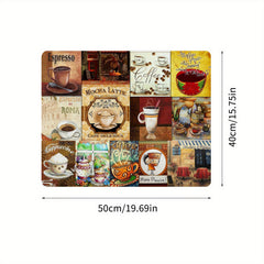 Coffee Printed Dish Drying Mat Soft Rubber Non Slip Absorbent Wear resistant