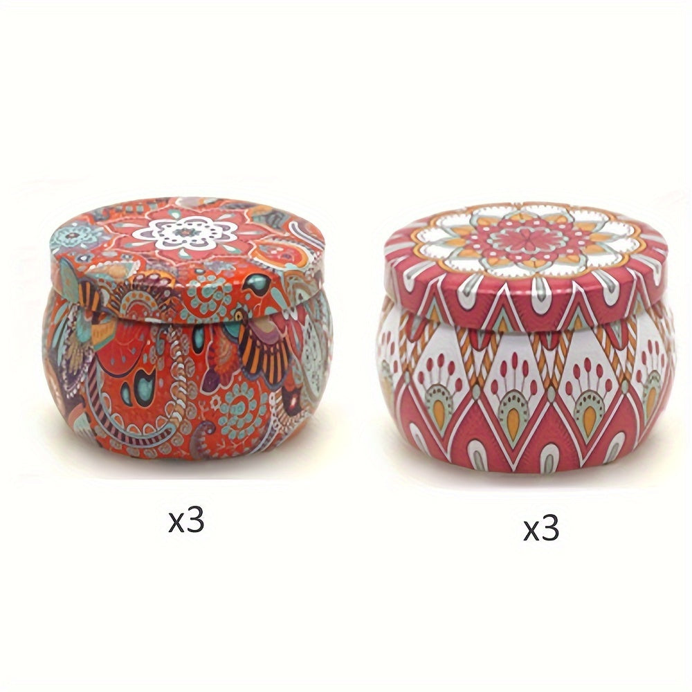 6PCS Flower Pattern Metal Jar Storage Box