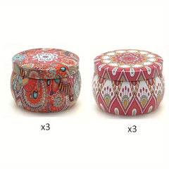 6PCS Flower Pattern Metal Jar Storage Box
