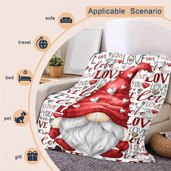 Red Love Gnome Warm Blanket Gift For Lover Family Birthday