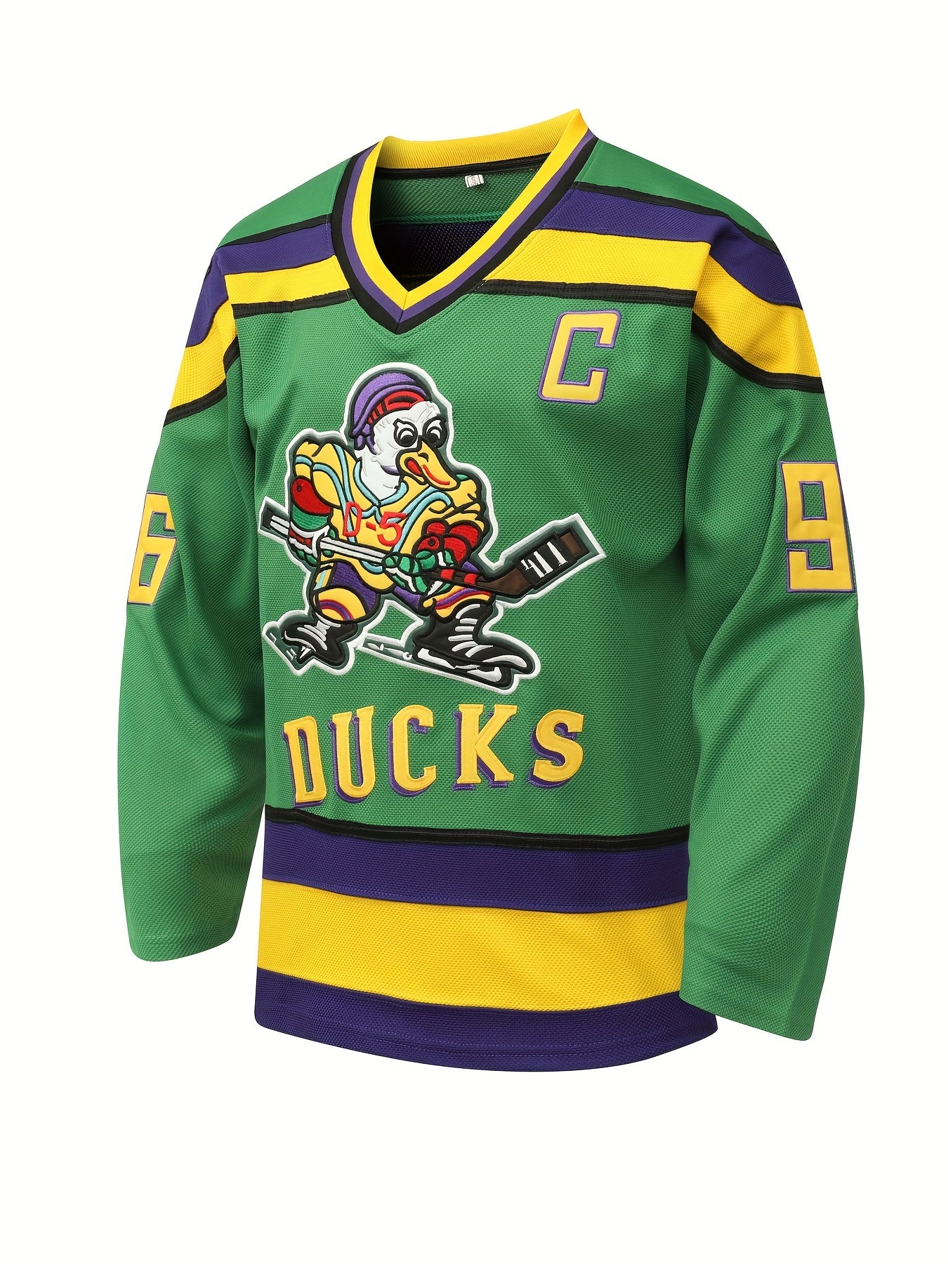 Men's 96 Long Sleeve Hockey Jersey Green Retro Embroidered Sweatshirt