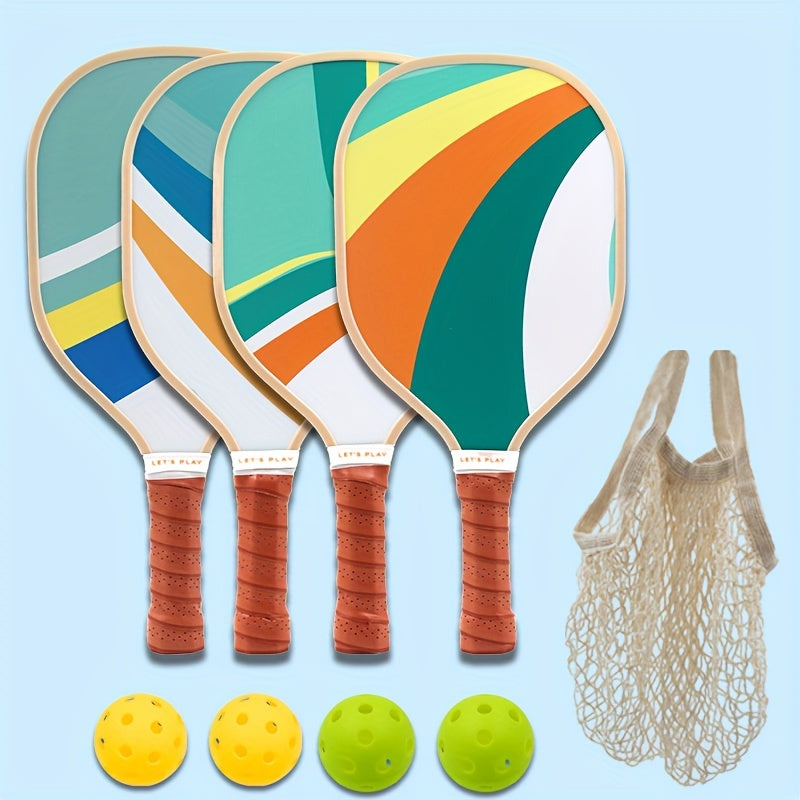 Pickleball Paddle Set 4 Paddles 4 Balls 1 Bag