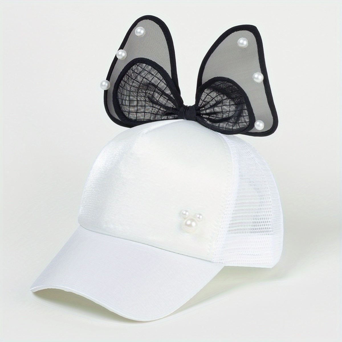 Lace Bowknot Ears Trucker Hat Cotton Baseball Cap Mesh Lightweight Dad Hats