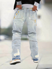 Men's Splatter Print Loose Fit Jeans