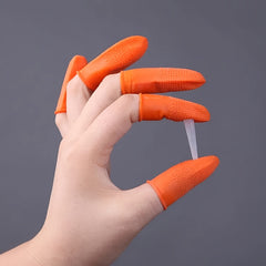 100pcs Latex Finger Cots Non-slip Protective Orange Disposable Thickened