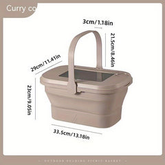 Collapsible Bucket with Handle for Picnic Takeout and Kitchen Gadgets