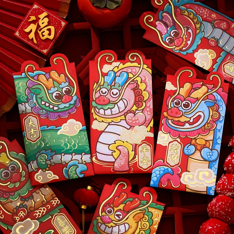 6pcs Cartoon 3D Dragon Year Red Envelopes Lucky Money Envelope