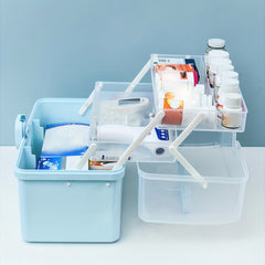 3-Layer Medicine Storage Box with Handle & Lid Large Durable Plastic Basket