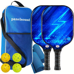 Pickleball Racket Set w/ 4 Balls, Carry Bag, Fiberglass, Indoor/Outdoor