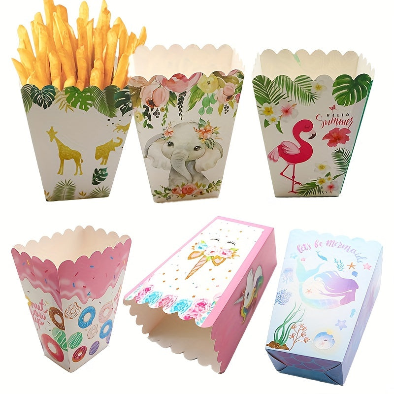 6Pcs Unicorn Popcorn Box Party Supplies