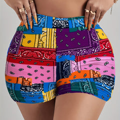 Boho Patchwork Paisley Print Shorts