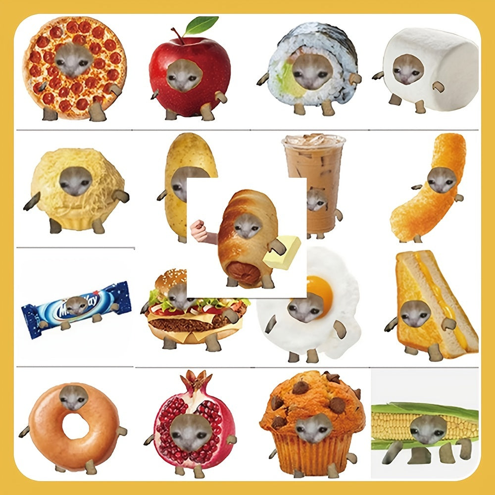 Funny Food Cat Head Stickers Waterproof Stickers