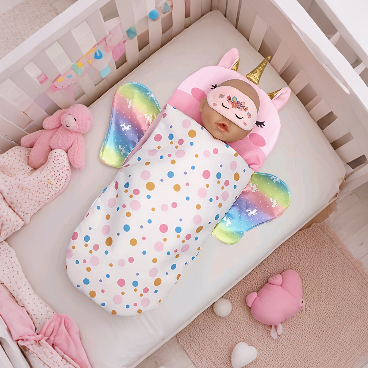 2pcs Doll Sleeping Bags and Eye Masks for 10-18 inch Newborn Dolls