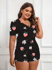 Daisy & Peach Print Button Up Romper