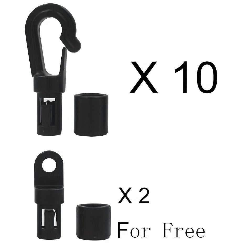 12pcs Bungee Shock Cord Hook Open End Hooks Plastic Rope Terminal Ends Hooks
