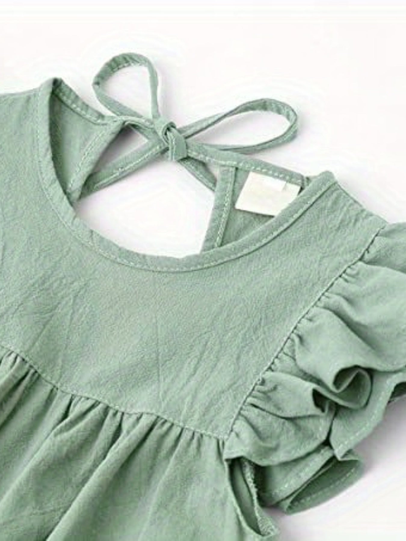 Toddler Girl Cotton Linen Lace Up Dress Sleeveless Casual Summer Sundress