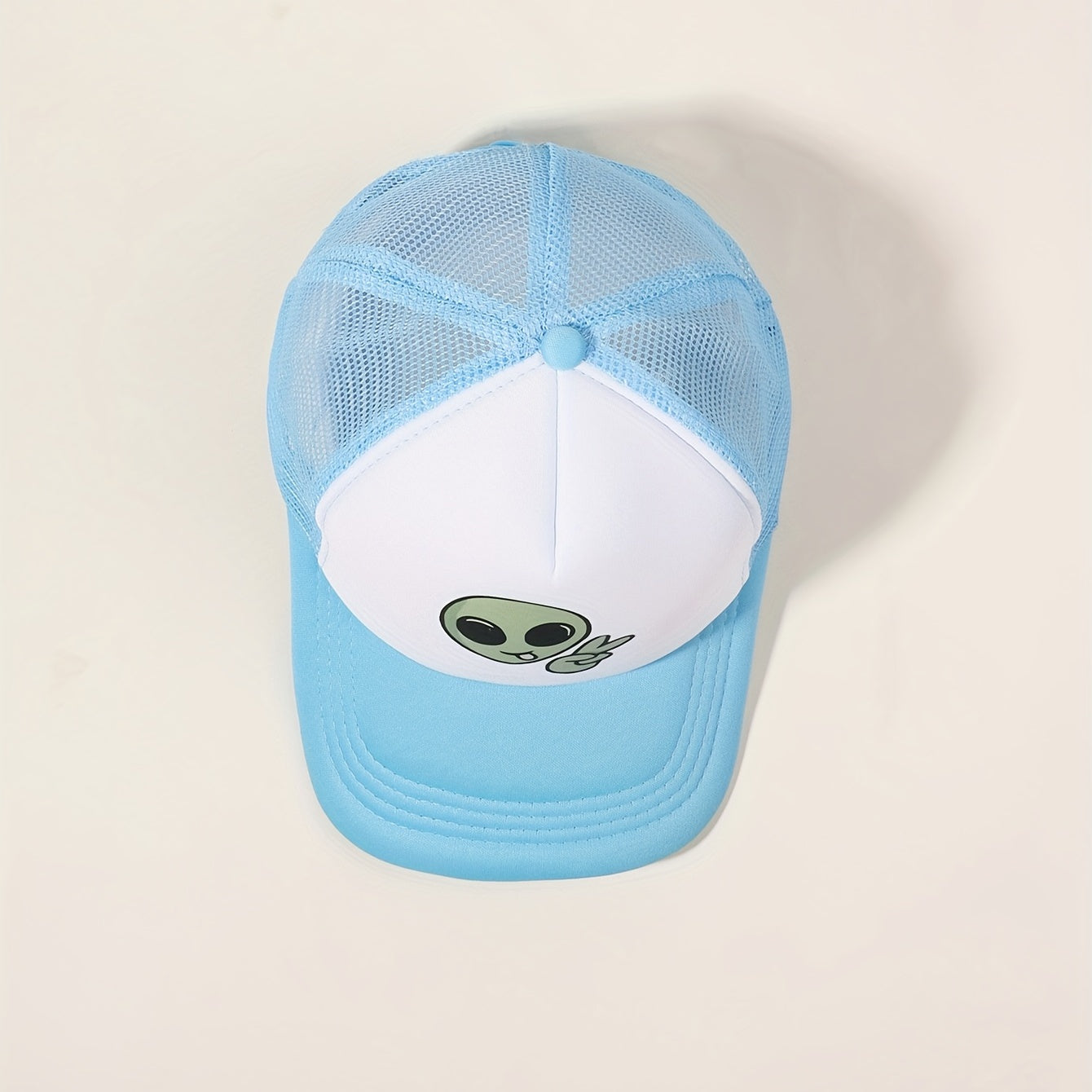 Alien Print Baseball Cap Mesh Trucker Hat Casual Adjustable Sunscreen Sports Hat