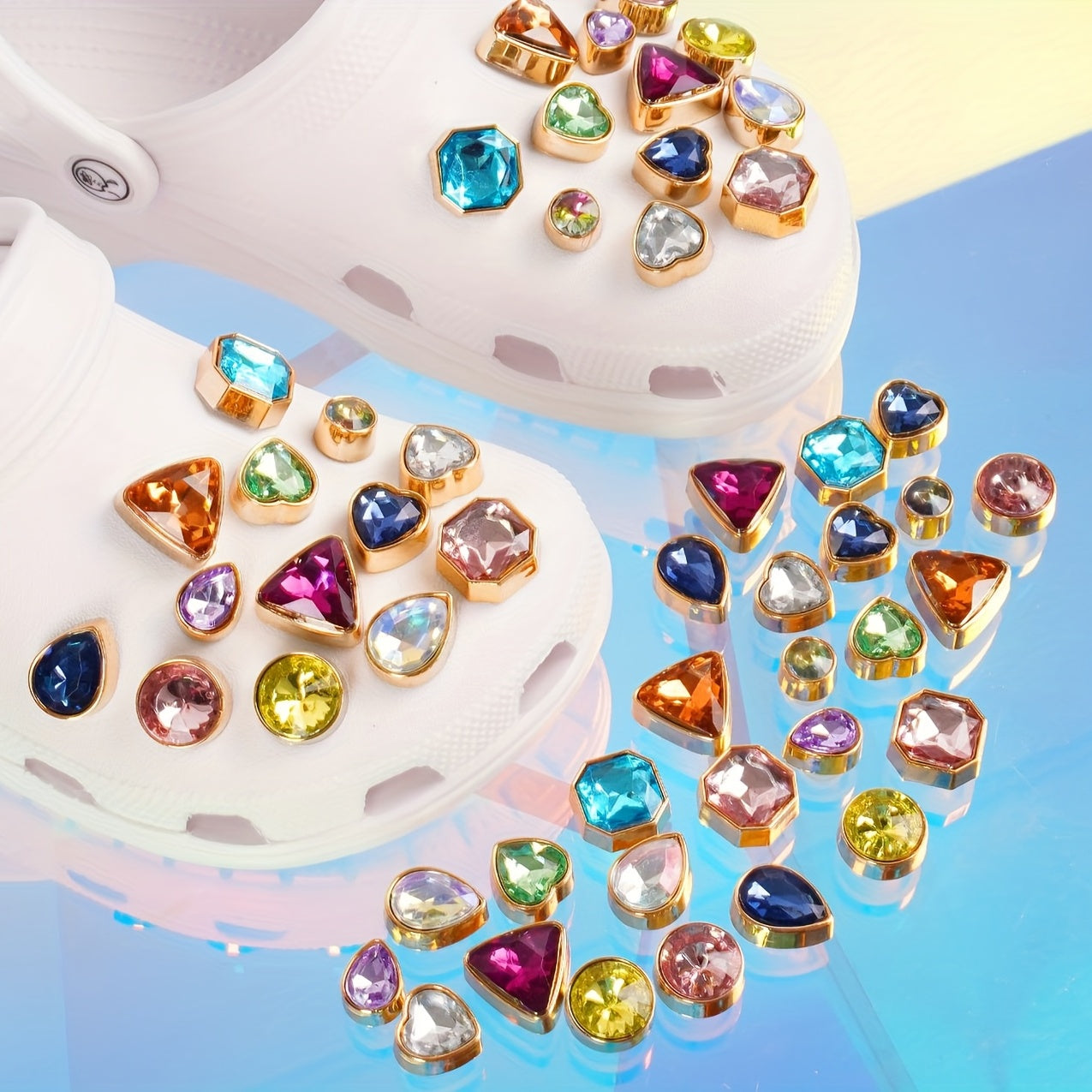 26 PCS Shoe Charms Buckles Colorful Crystal Diamond Rhinestones Decoration