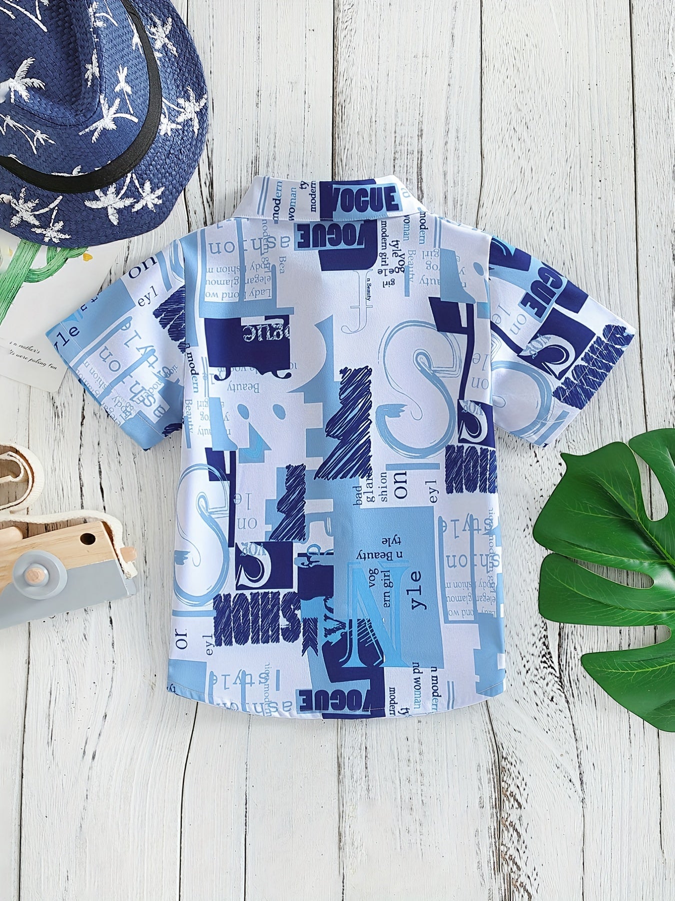 Boys Letter Pattern Short Sleeves Shirt