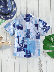 Boys Letter Pattern Short Sleeves Shirt