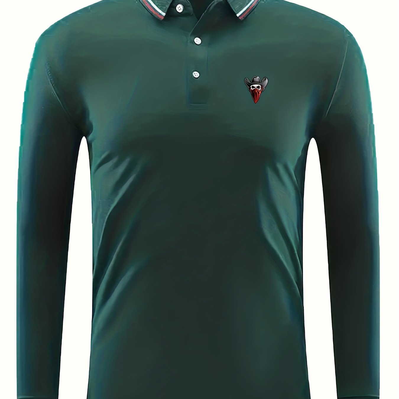 Skull Print Men's Lightweight Long Sleeve Polo